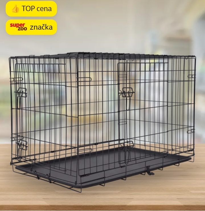 Klec Dog Fantasy skládací L černá 2 dveře 91x56x63cm