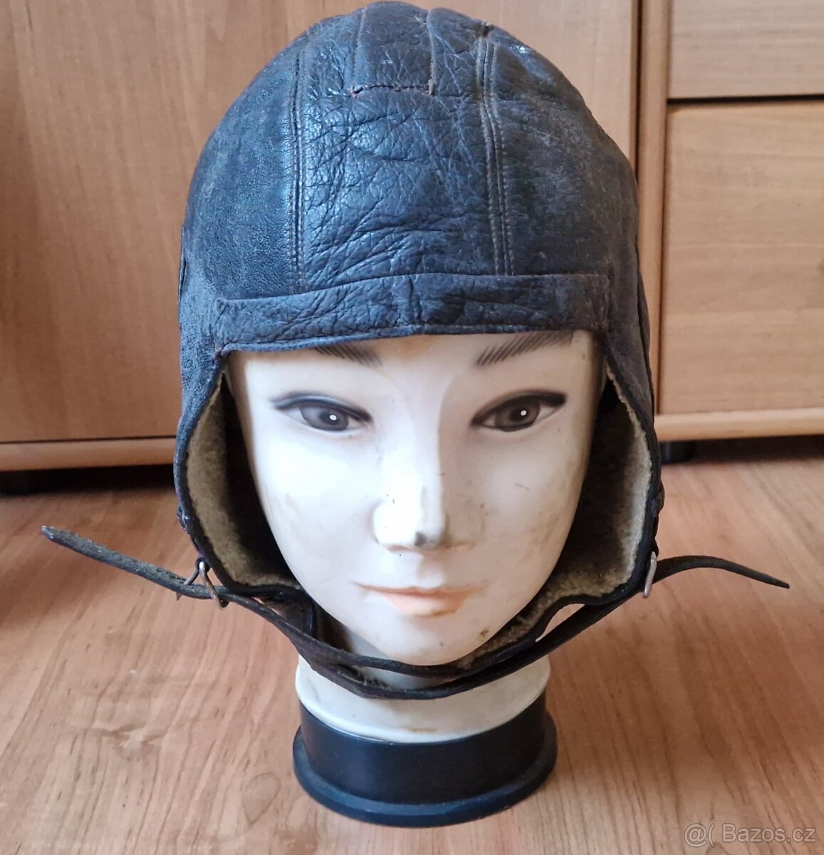 Kožená kukla německého pilota Luftwaffe - válečný kus