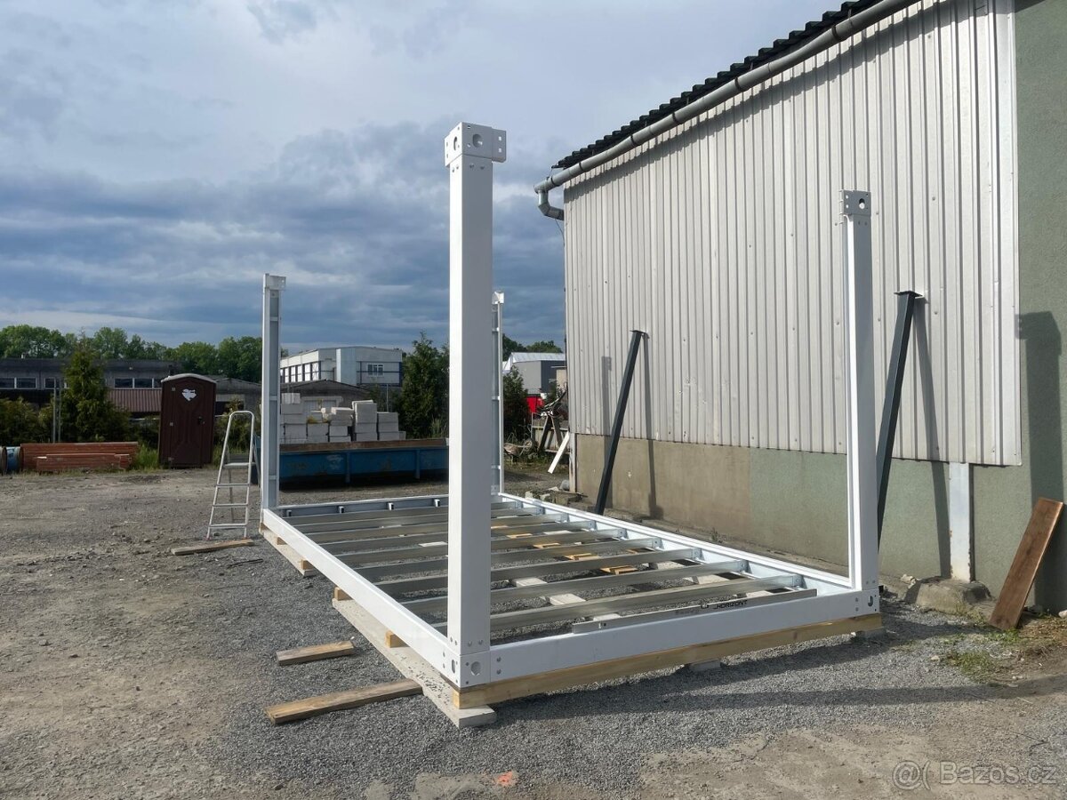 Kontejnerový rám 4x3 m rovná střecha šedý