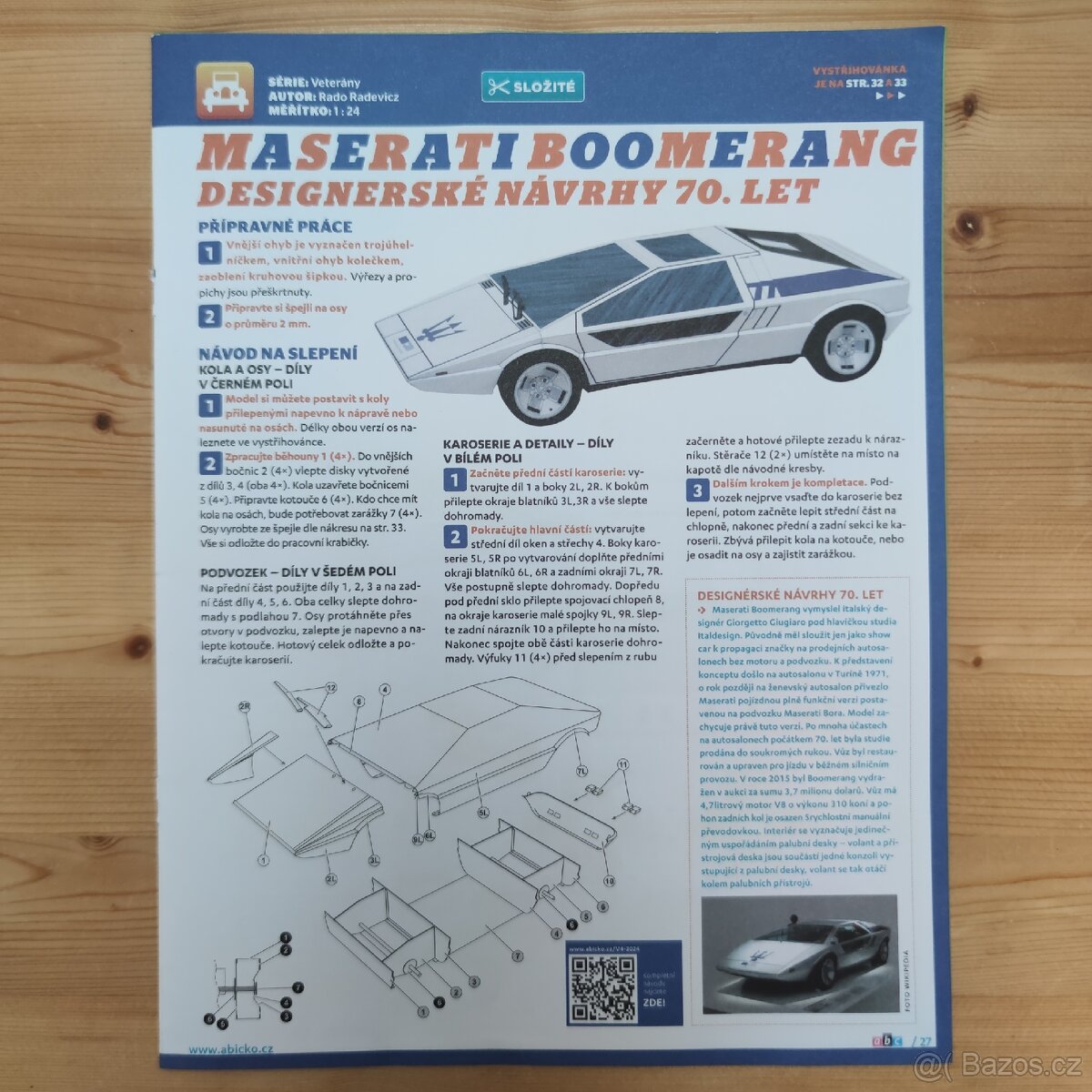 Sada vystřihovánek – Maserati Boomerang a město Janov z ABC