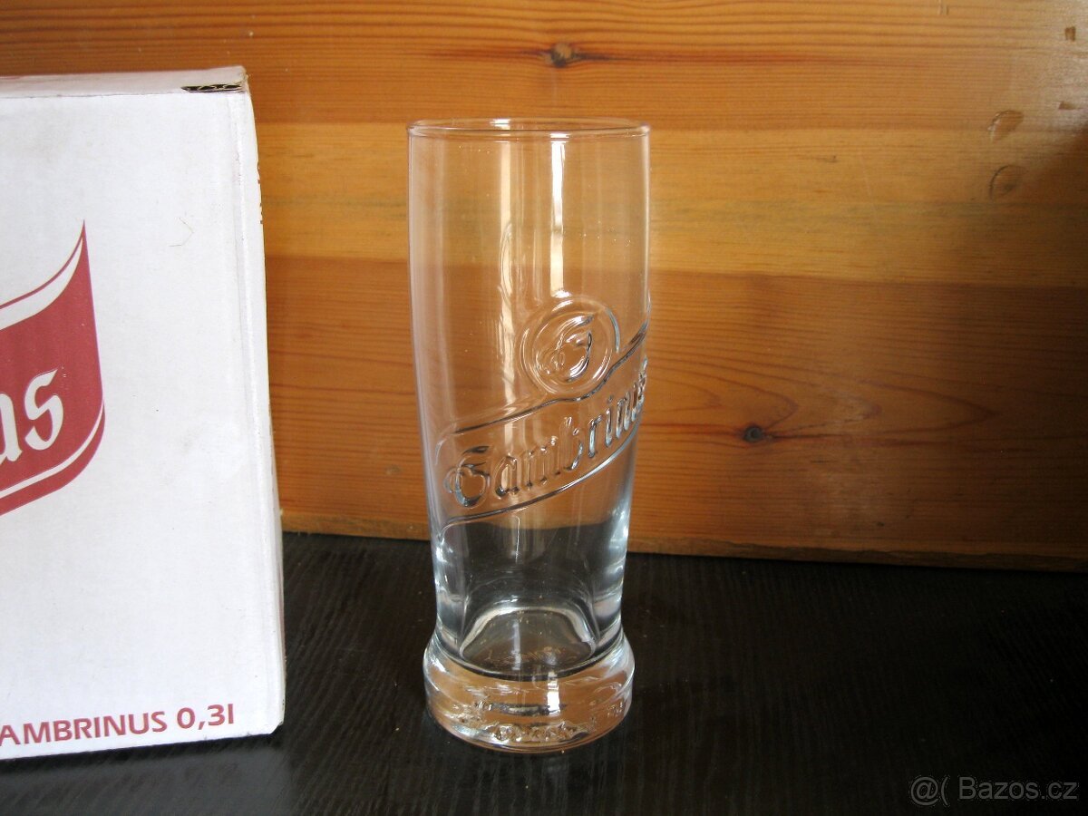 Sklenice GAMBRINUS 0,3 L - třetinky NOVÉ NEPOUŽITÉ