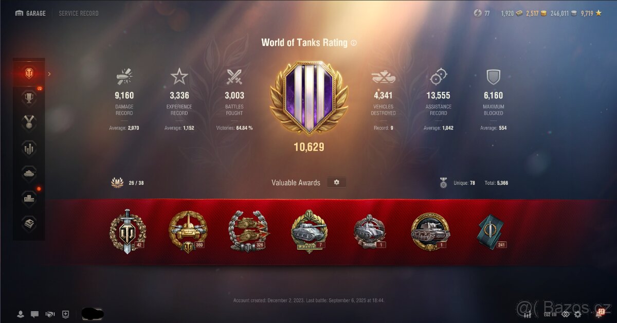World of Tanks účet 4300 wn8