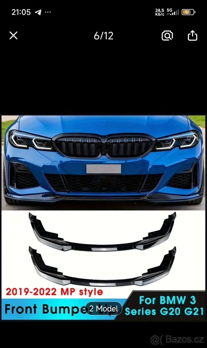 Přední nárazník Splitter BMW G20
