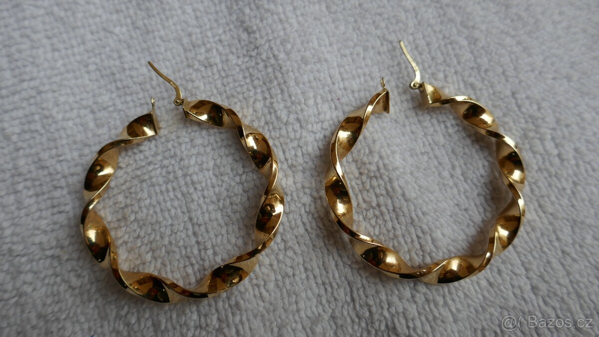 ZLATÉ NAUŠNICE KRUHY 7.56G/52MM/6MM/14KARÁTŮ 585