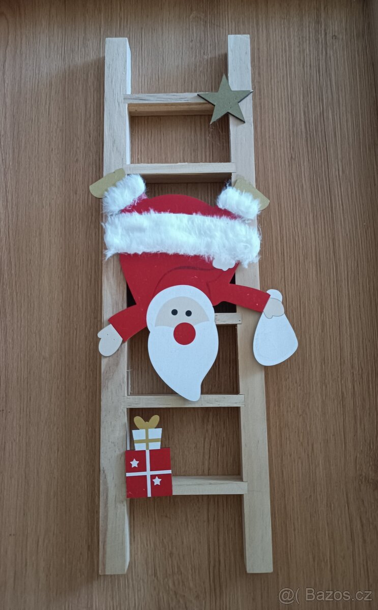 NOVÁ Vánoce dřevo vánoční dekorace Santa 🎅 45 cm vysoká