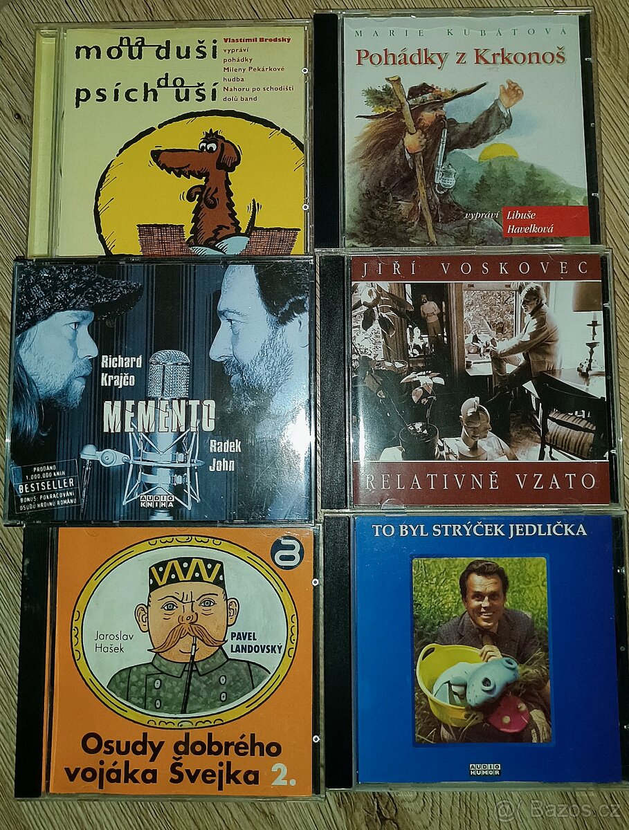 Prodám 6 CD titulů mluvené slovo MEMENTO, ŠVEJK....