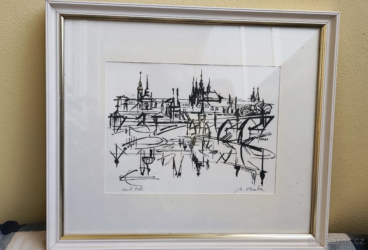Obraz linořez PRAHA-Václav Hraba
