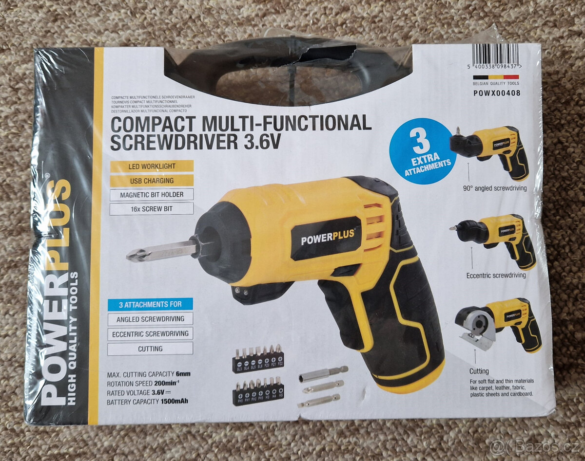 Multifunkční šroubovák se 3 nástavci - nový, nepoužitý