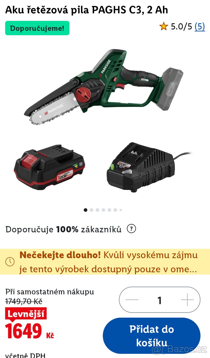 Řetězová pila PAGHS C3, 2 Ah