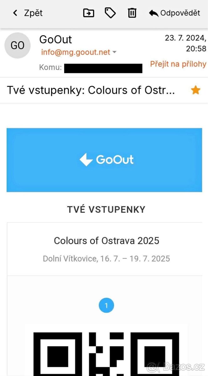 4 Vstupenky na Colours of Ostrava 16.7. - 19.7. 2025