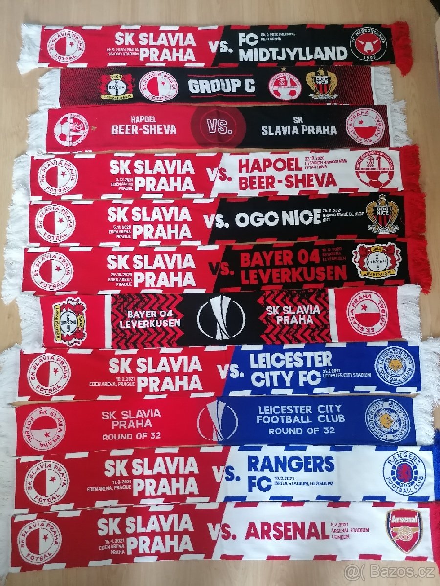 Koupím šály z evropských pohárů Slavia, Sparta, Plzeň..