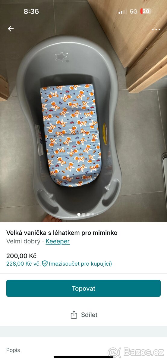 Vanička s lehátkem pro miminko