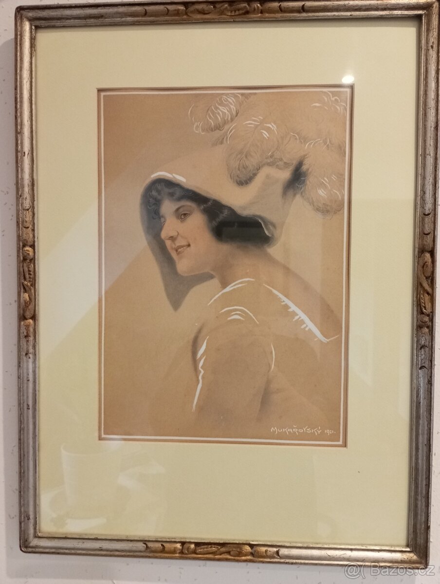 DÍVKA V KLOBOUČKU - JOSEF MUKAŘOVSKÝ 1921