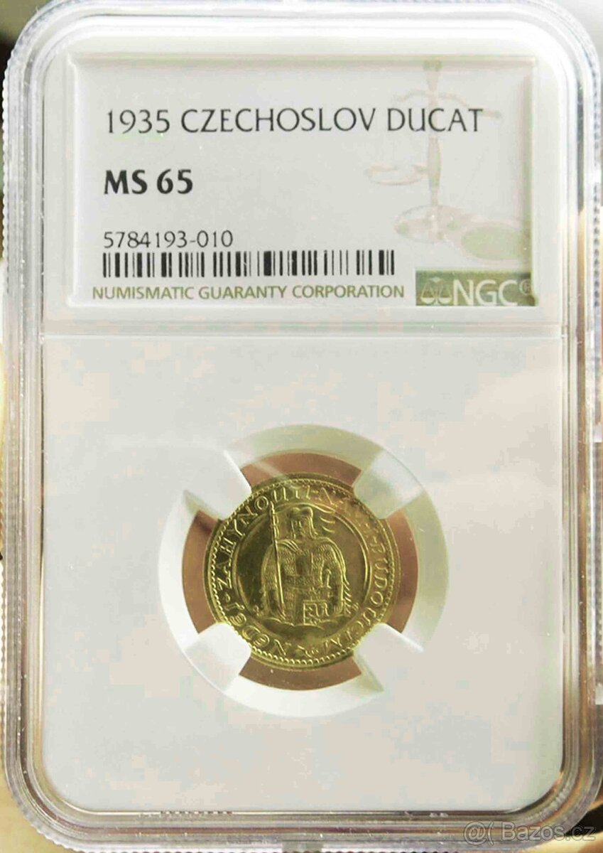 Svatováclavský dukát 1935, certifikace NGC MS 65