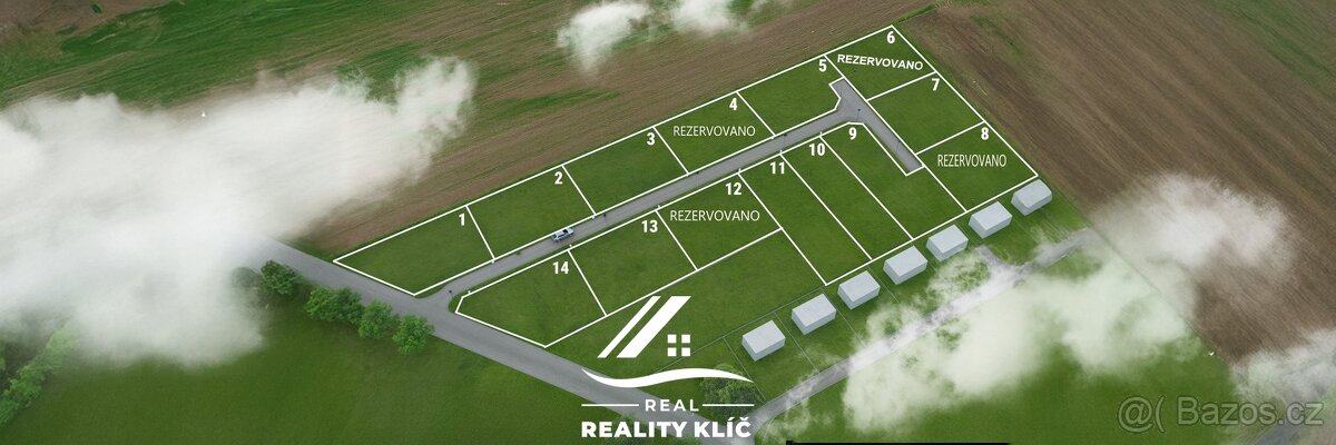 Prodej, 14 stavebních parcel o výměře min 930m2 - max 1021m2