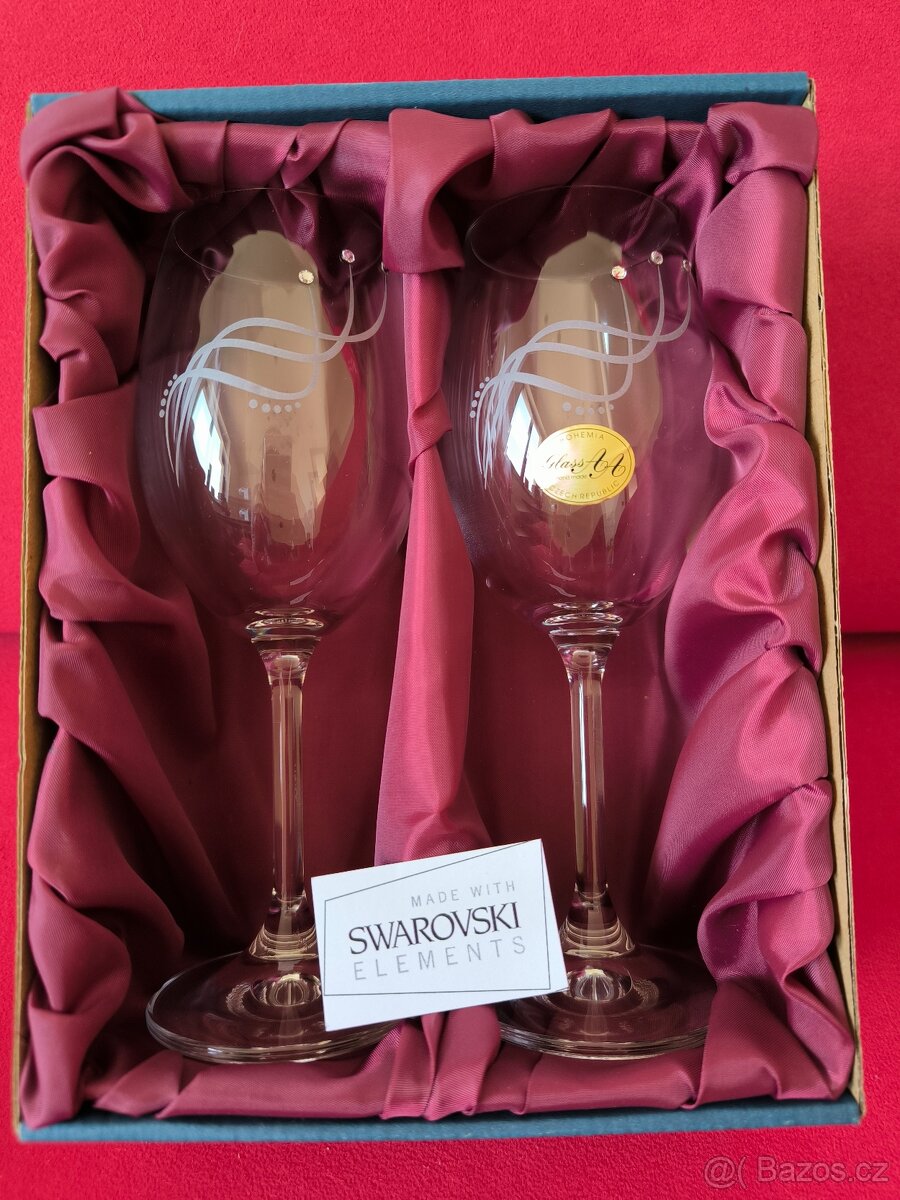Vinné sklenice Bohemia glass Swarovski