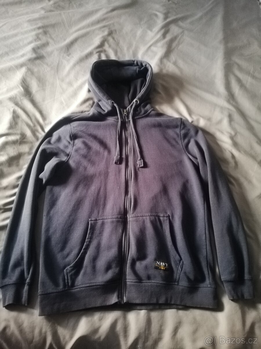 Pánská mikina na zip s kapucí NAVY 1989, velikost L 52/54,