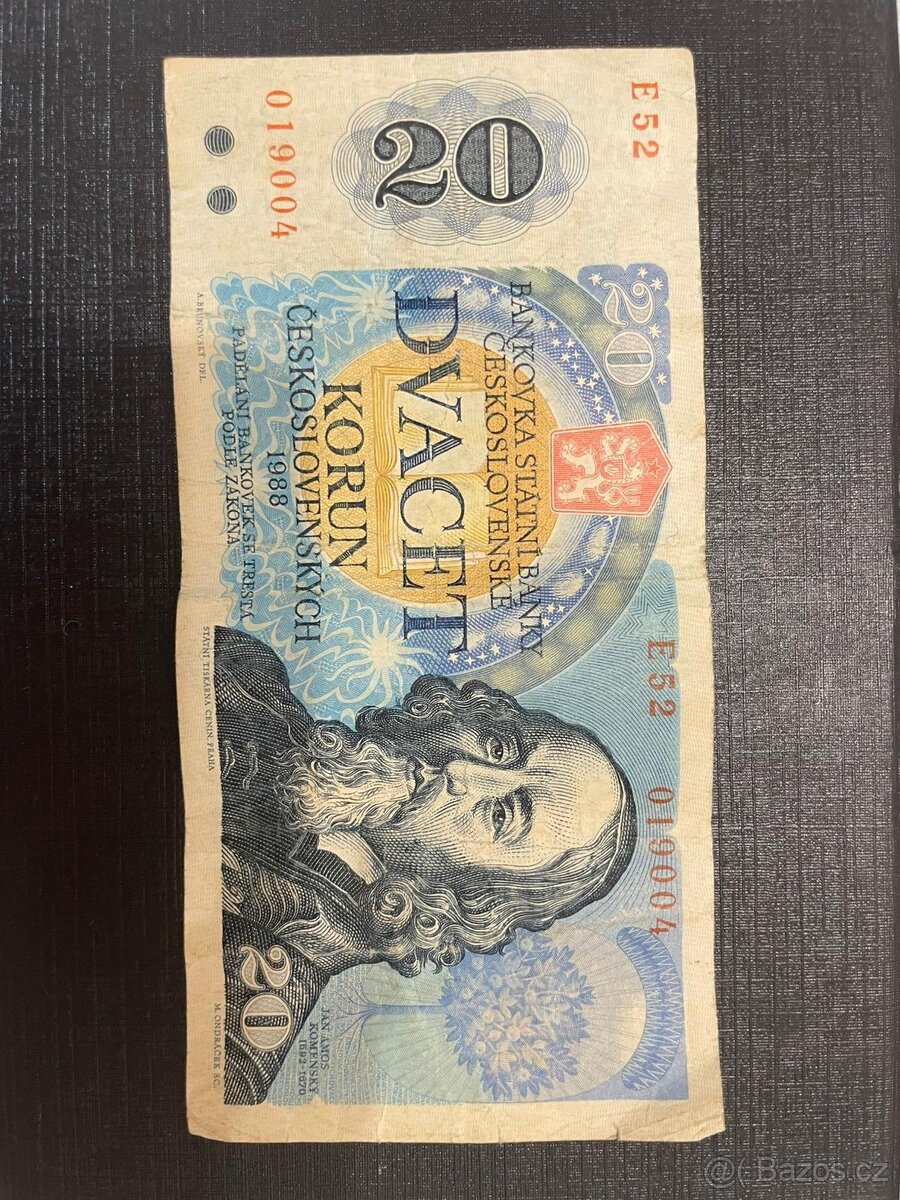 Papírová dvacetikorunová bankovka