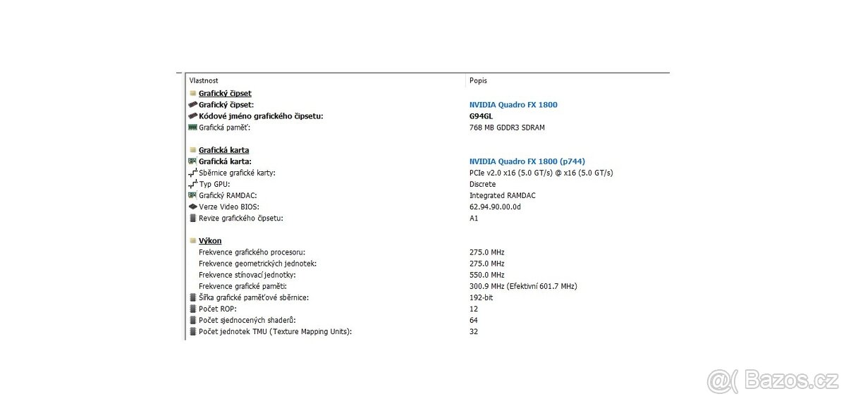 nVidia Quadro FX 1800 768 mb