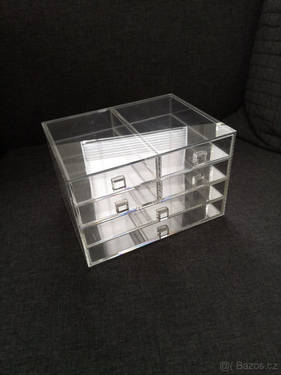 Organizér na makeup a kosmetiku, průhledný, akryl