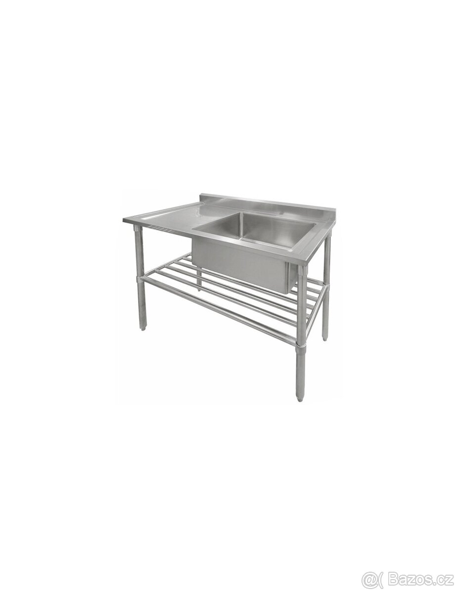 Nerezový dřez 120cm s odkládacím prostorem