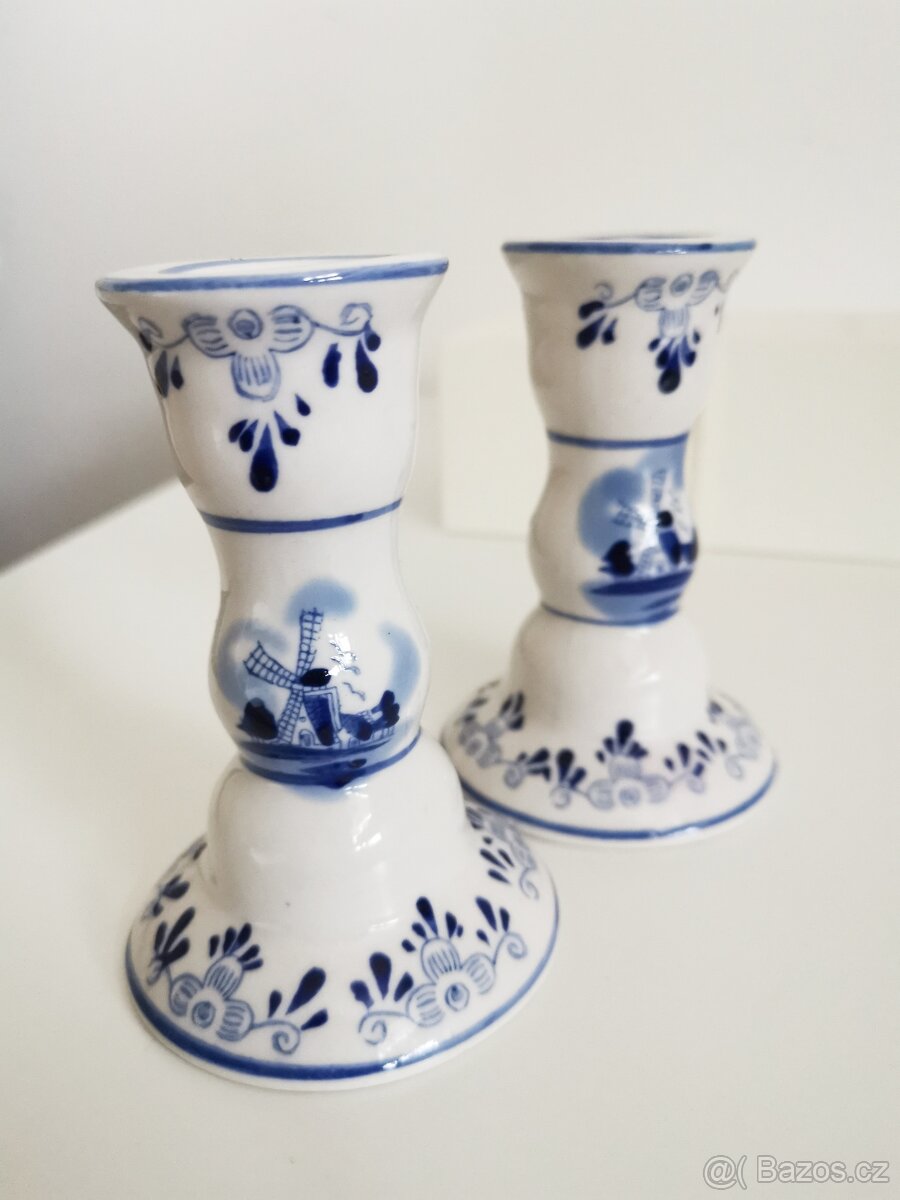 2 porcelánové svícny Delft