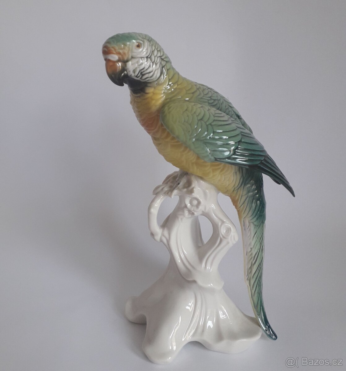 Starožitná porcelánová figura papouška - ENS - Německo