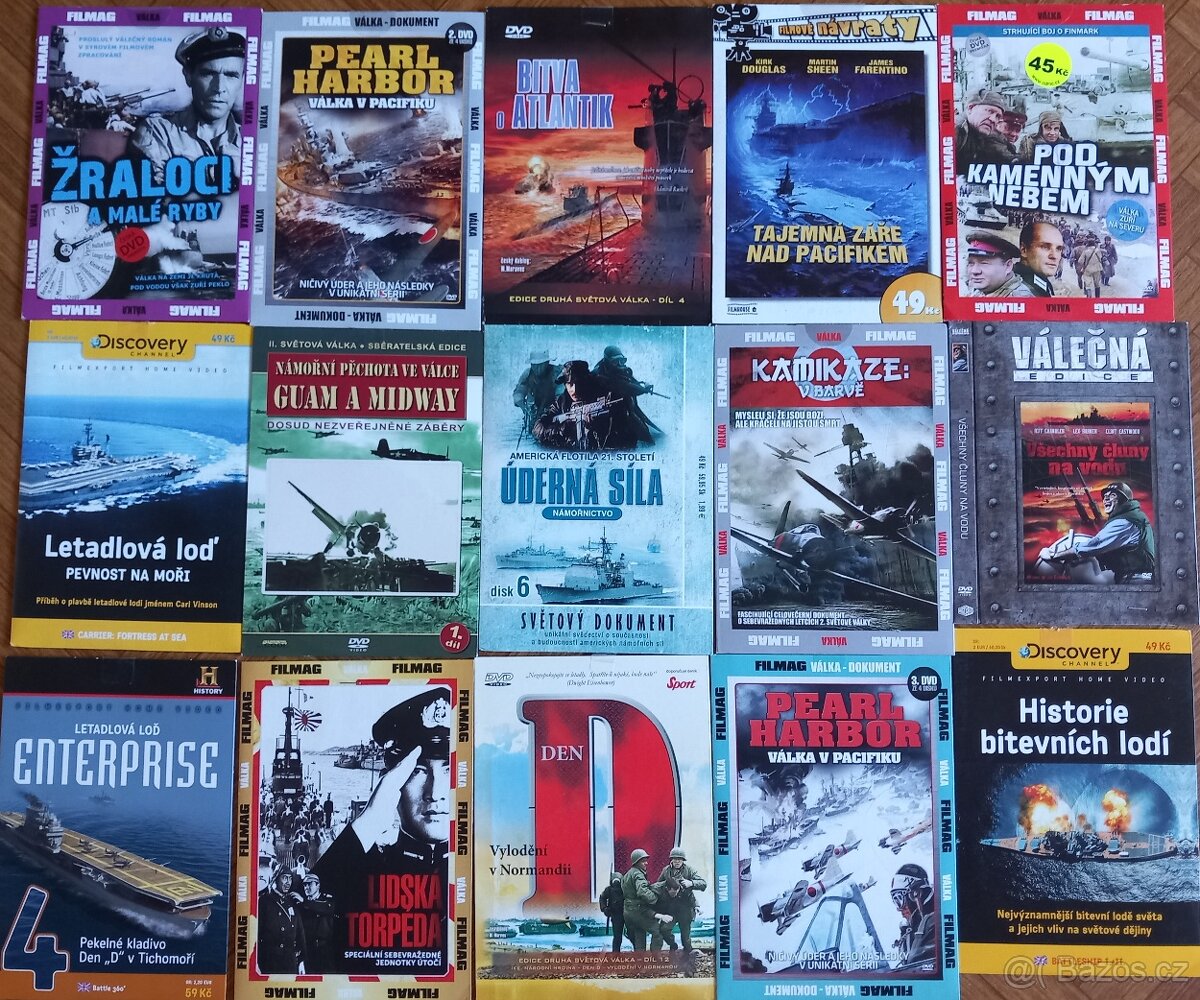 DVD válečné bitvy 15 kusů