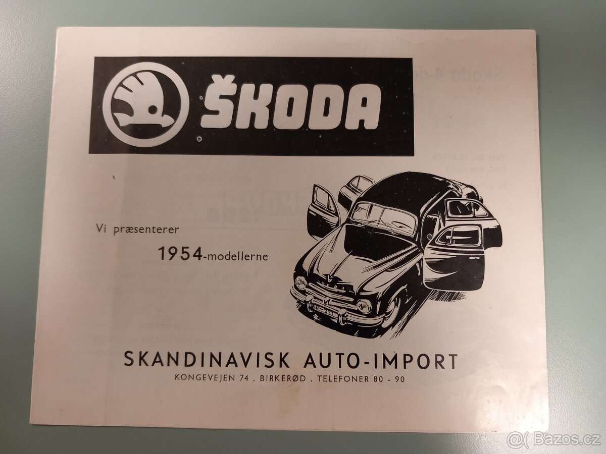 Škoda 1200 - dobový prospekt ve švédštině