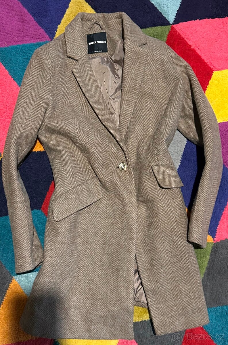 TALLY WEIJL VLNĚNÝ LUXUSNÍ DÁMSKÝ SLIM KABÁT S