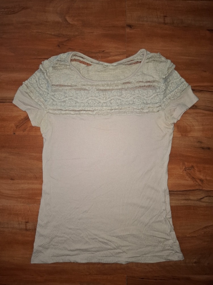 Starorůžové tričko s krajkou Orsay, elastické