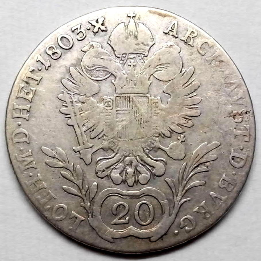 Stříbrná mince r. 1803 František II.