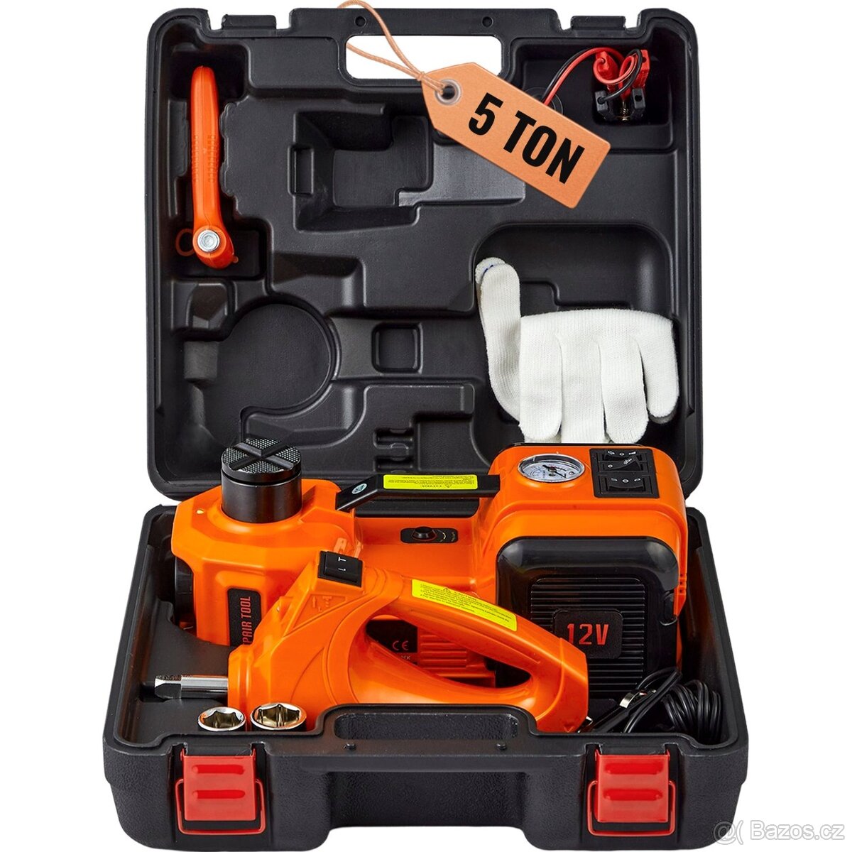 Elektrický zvedák 12V (5t), kompresor + utahovák + kladívko