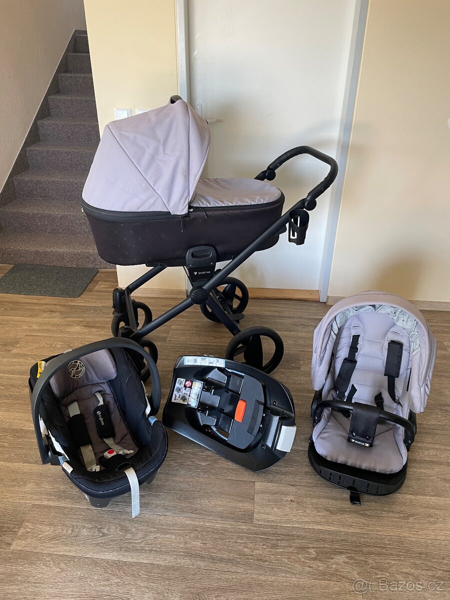 Kočárek Invictus 3v1 + Cybex Aton 5 s izofix základnou