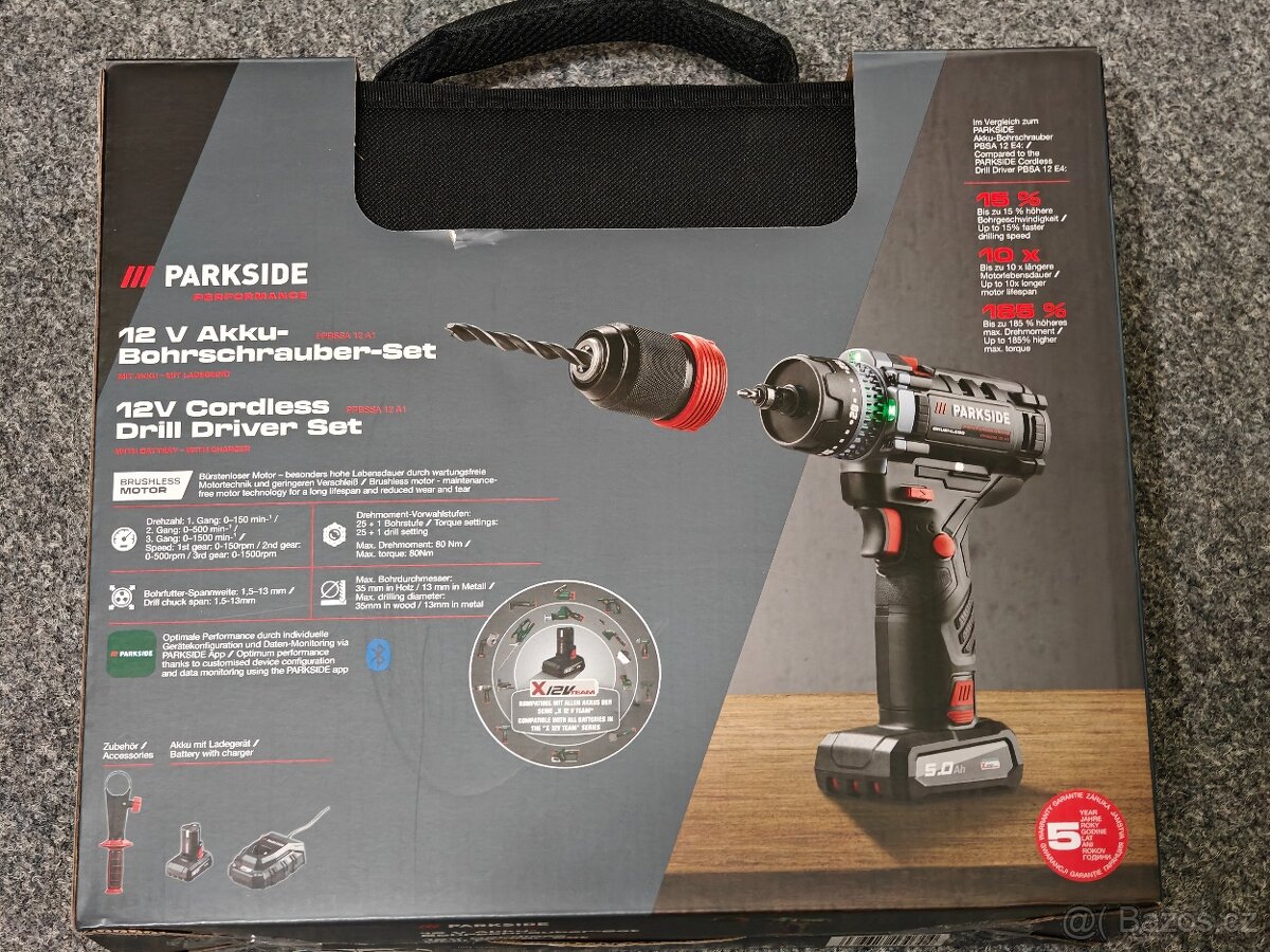 Sada s aku vrtacím šroubovákem PPBSSA 12 A1 - nová