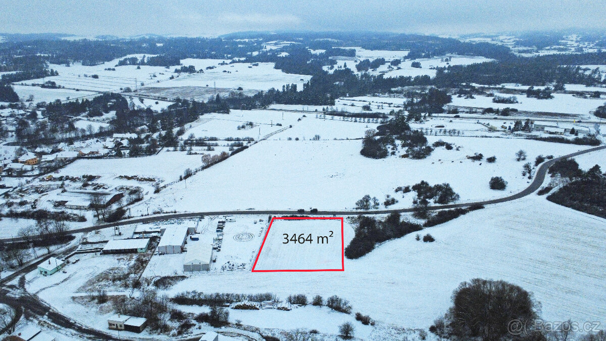 Na prodej komerční pozemek (3.464 m2),Trnava u Třebíče