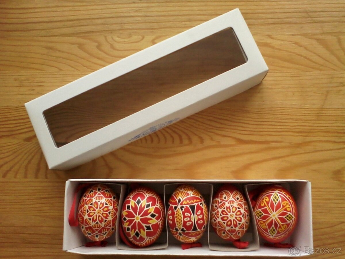 5x ručně batikované vejce, tradiční český výrobek Velikonoce