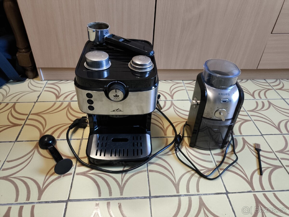 Prodám set pákový kávovar ETA kávomlýnek KRUPS