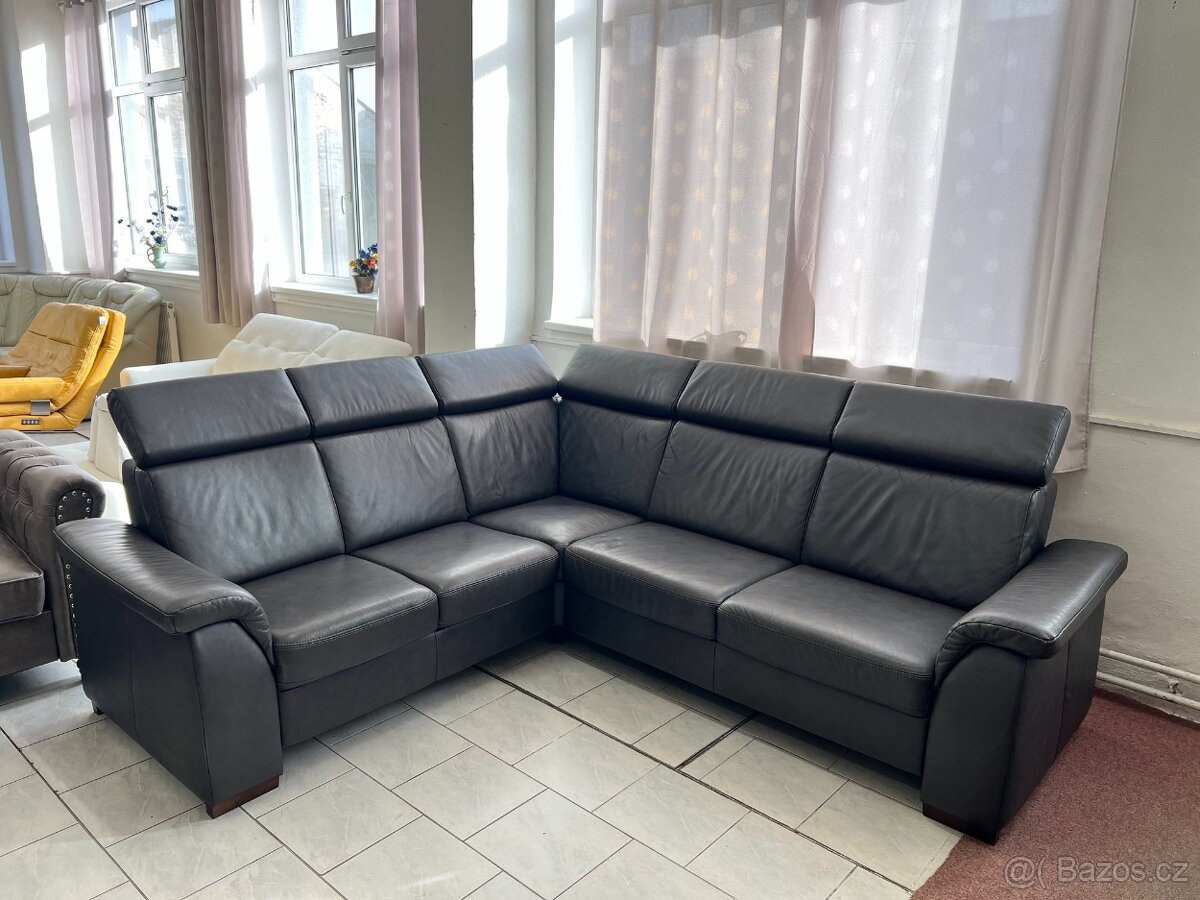 Rohová sedací souprava - kůže zánovní