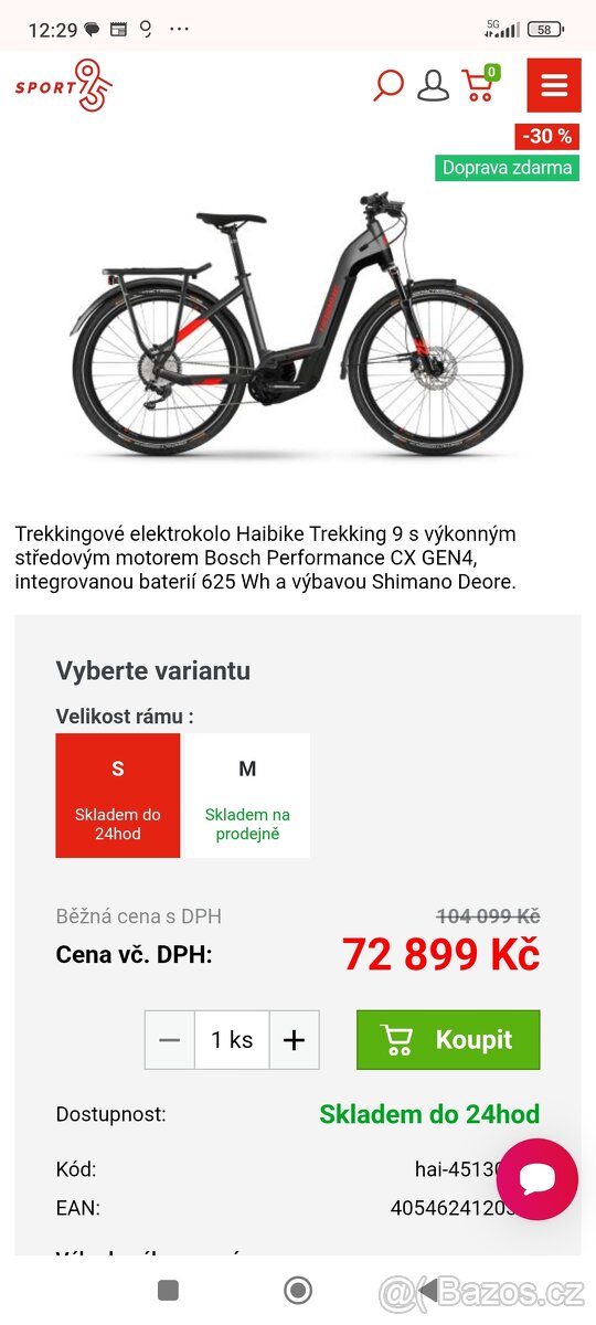 Elektrokolo Haibike trekking 9 cross,vel L