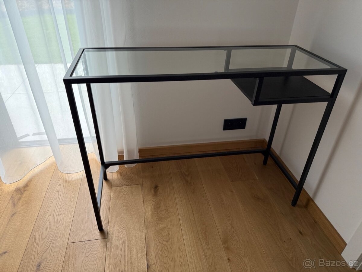 IKEA VITTSJÖ - Stůl na notebook, černohnědá/sklo, 100x36 cm