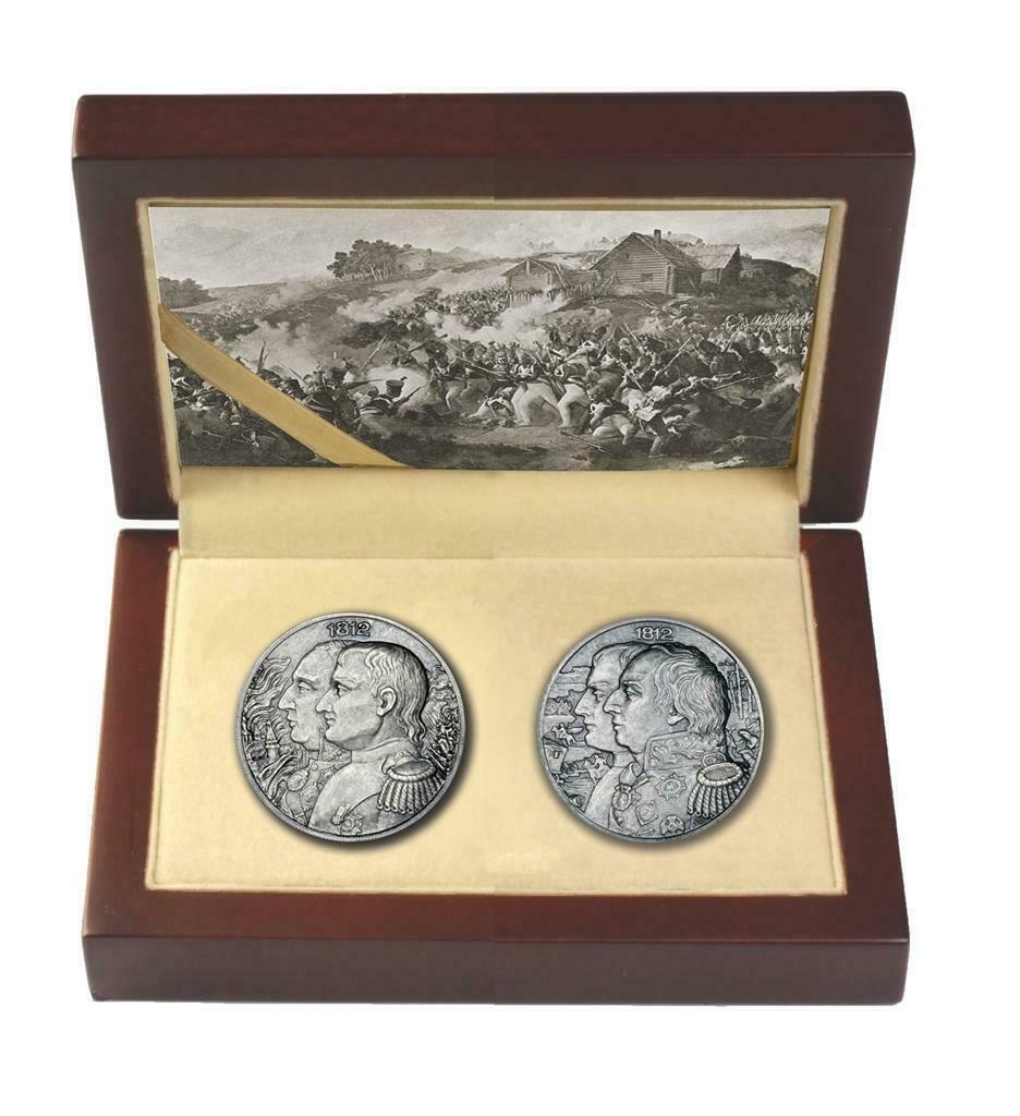 Stříbrné mince Napoleon a Kutuzov 2x2oz, 2012 ANTIQUE FINISH