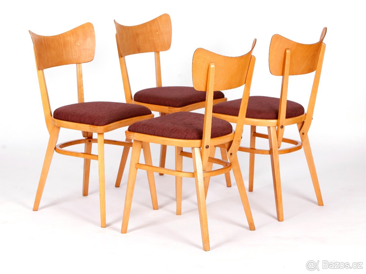 Designové retro židle po přečalounění, 4 kusy.