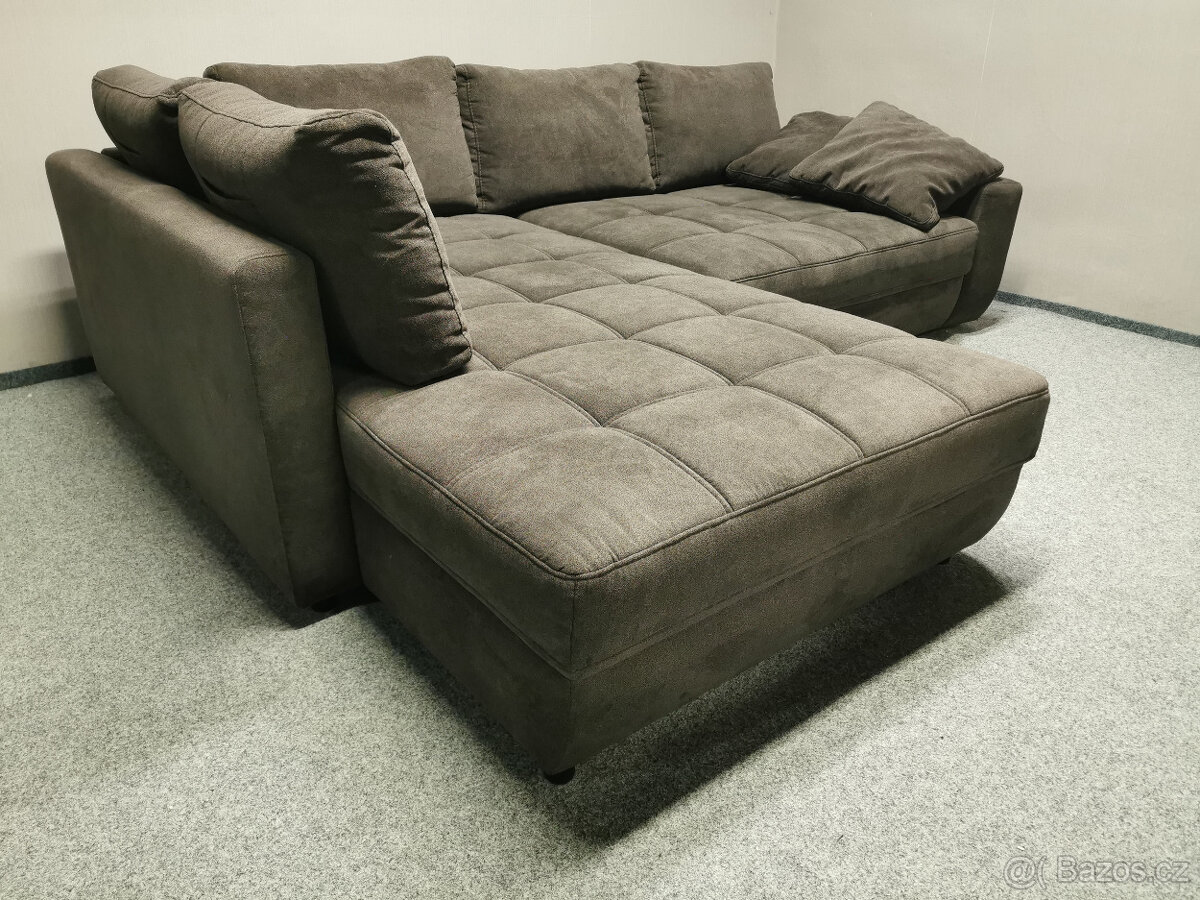 Hnědá rozkládací rohová sedačka ARISA DE LUXE
