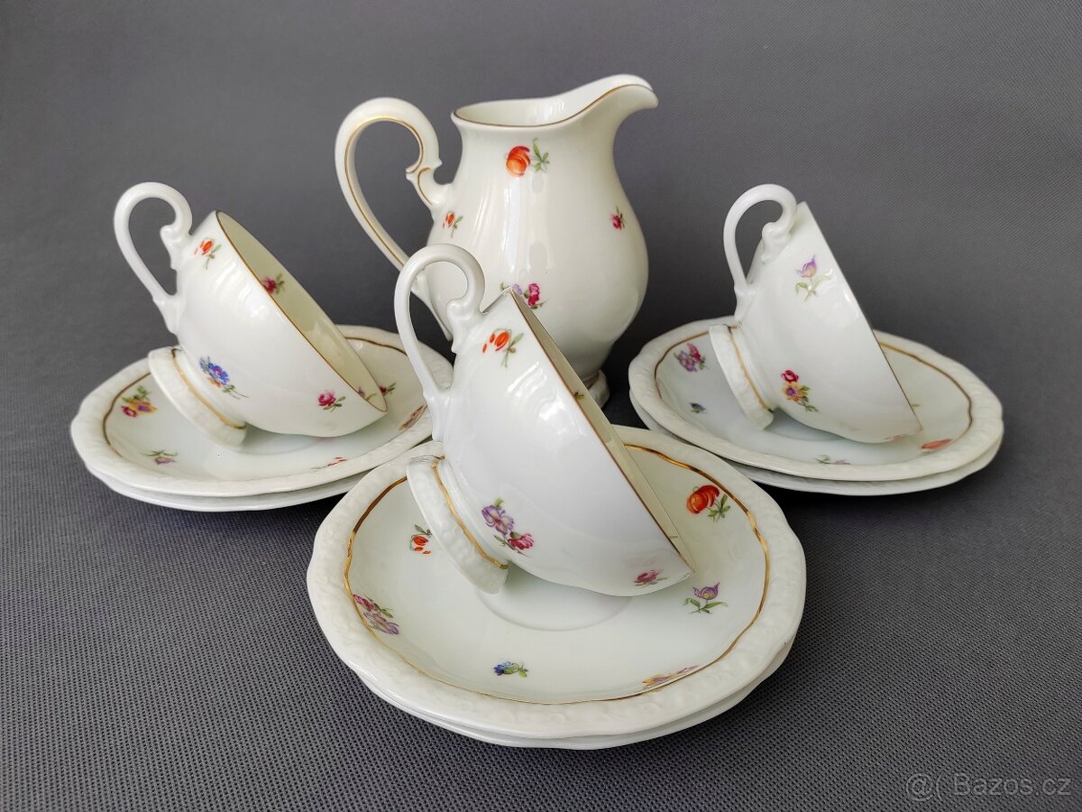 Nádherný porcelánový čajový set Bohemia Porcelán Bianca