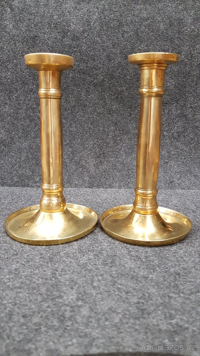 2x starožitný párový mosazný svícen