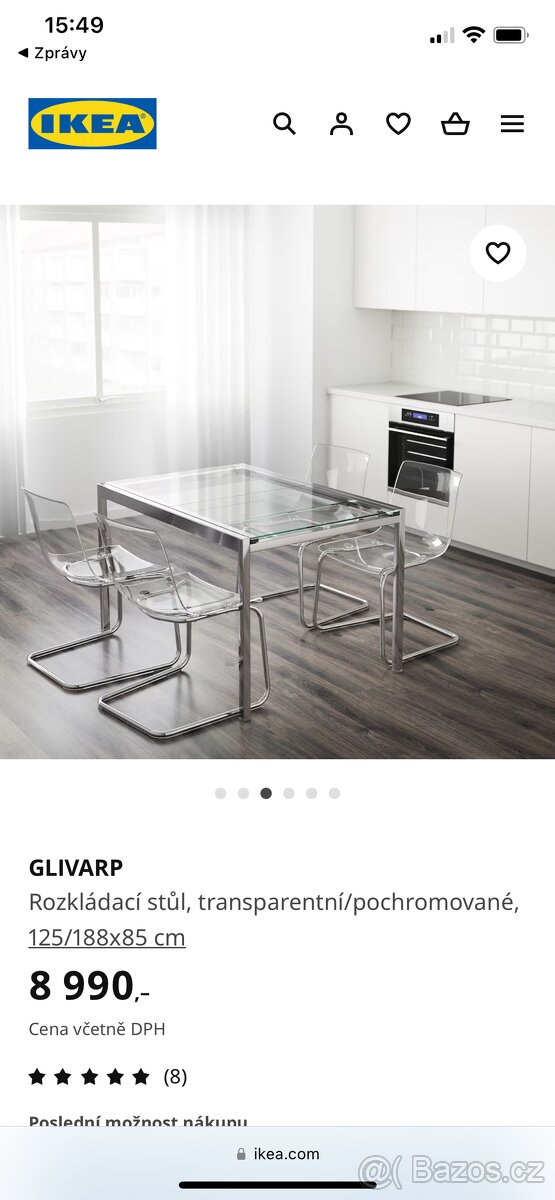 Skleněný stůl Ikea