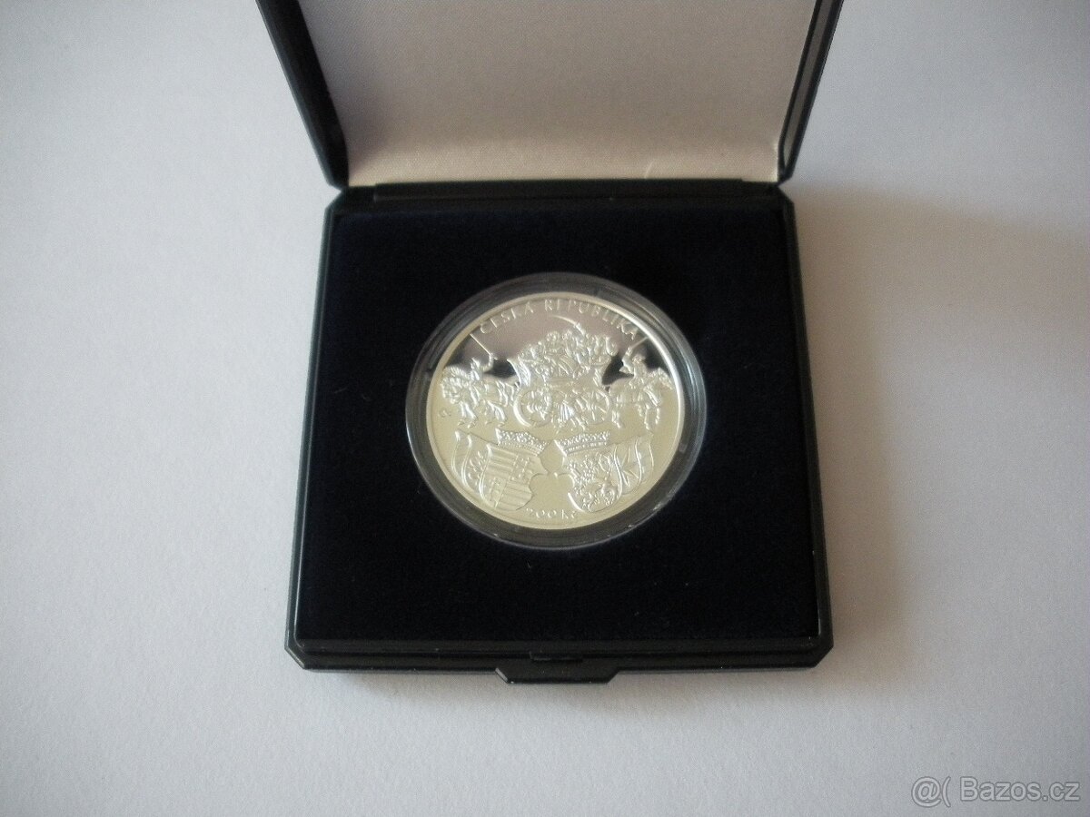 Stříbrná mince 200 Kč 2018 Vydání Klaudyánovy mapy