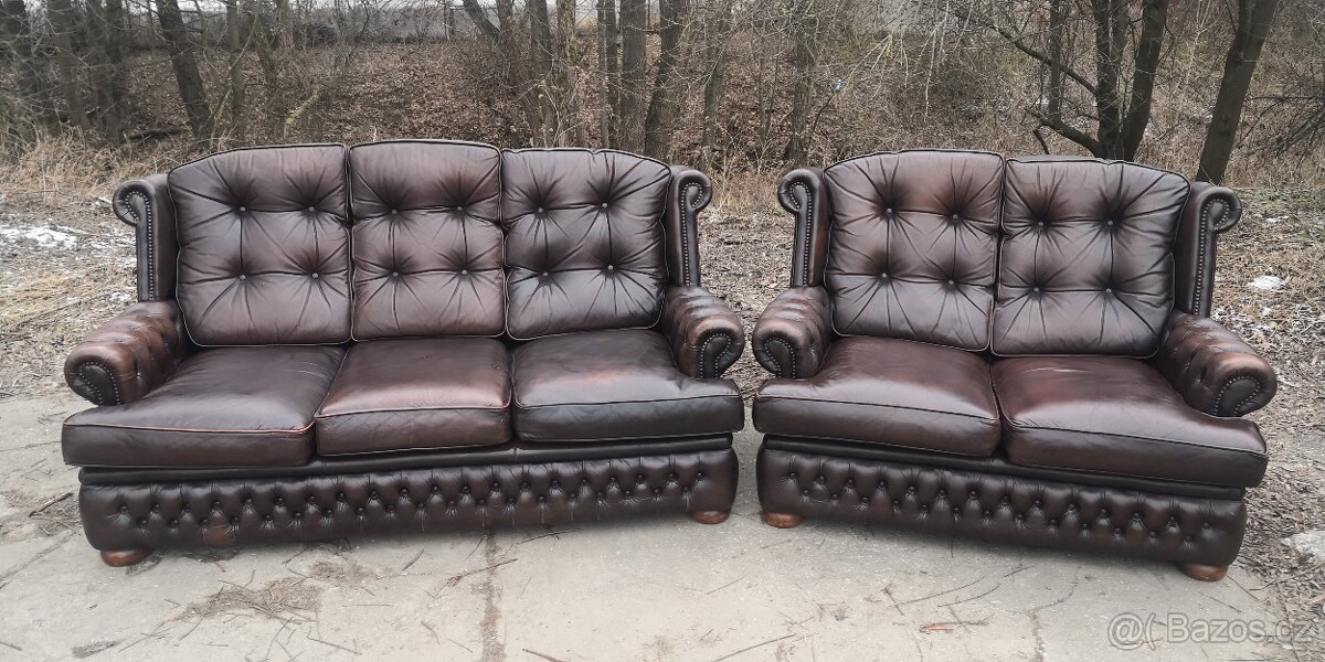 Kožená sedací souprava 3+2 CHESTERFIELD