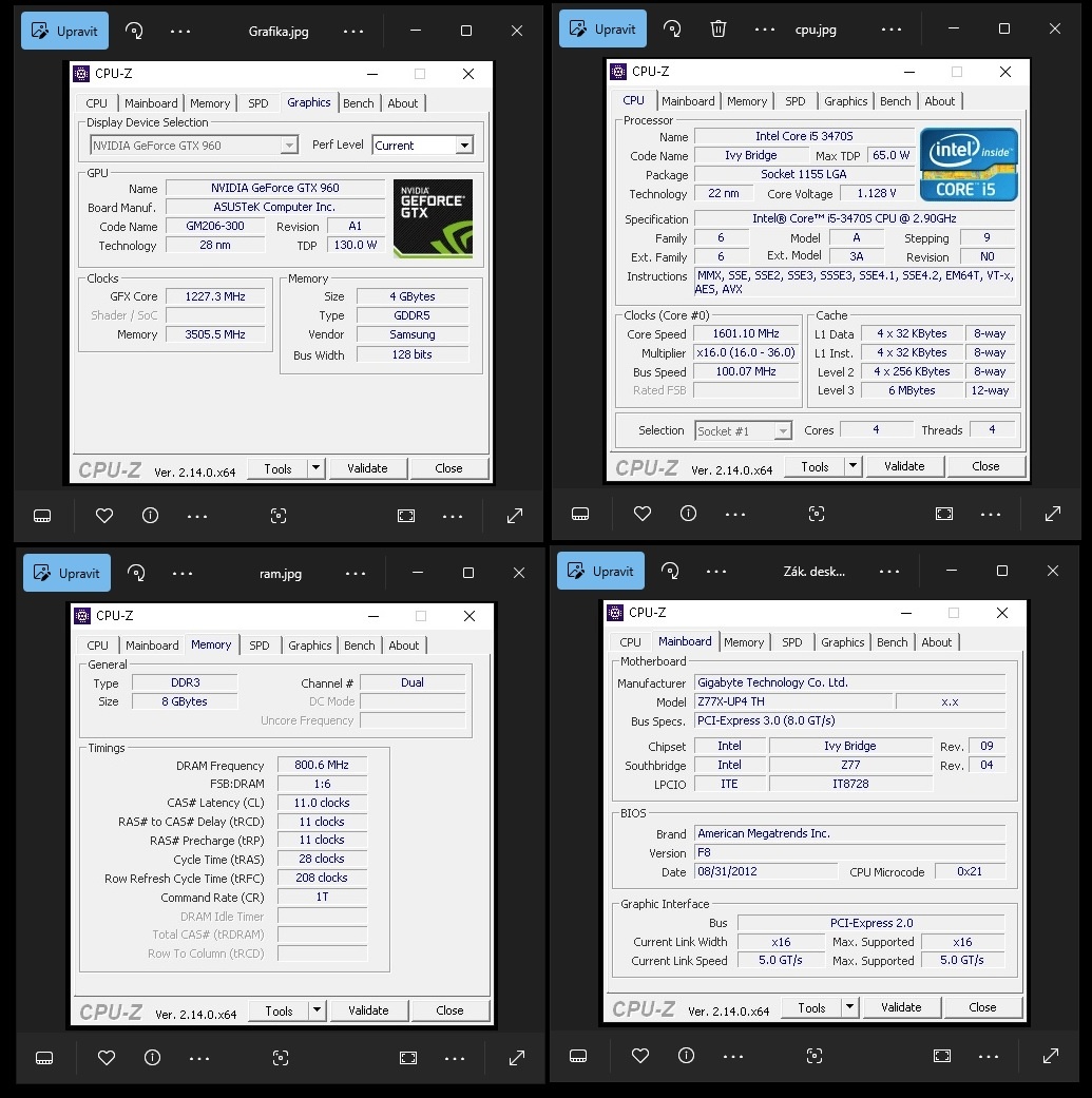 Herní PC: i5 3470S, GTX 960 4GB, 8GB RAM